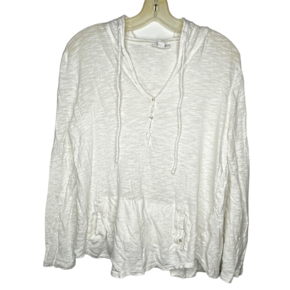 J Jill Linen‎ Blend Hoody Shirt